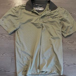 Oxford golf polo - Medium - yellow and grey striped